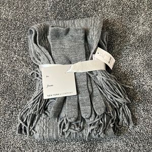NWT grey scarf and glove set
